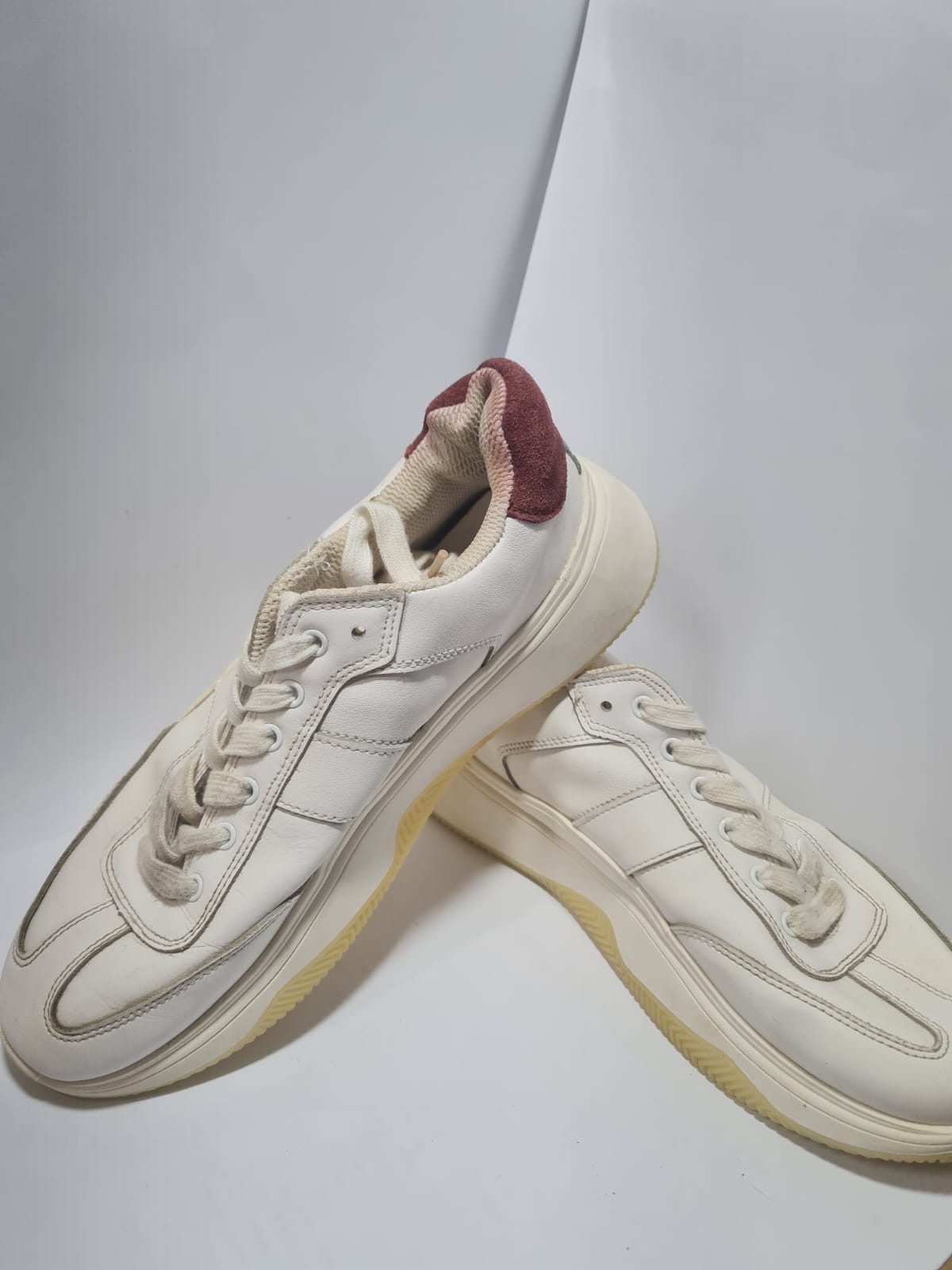 Zara Man White Leather Platform Sneakers