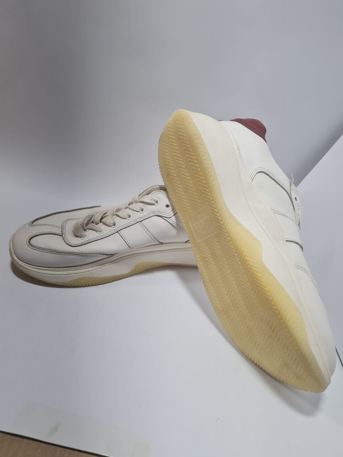 Zara Man White Leather Platform Sneakers