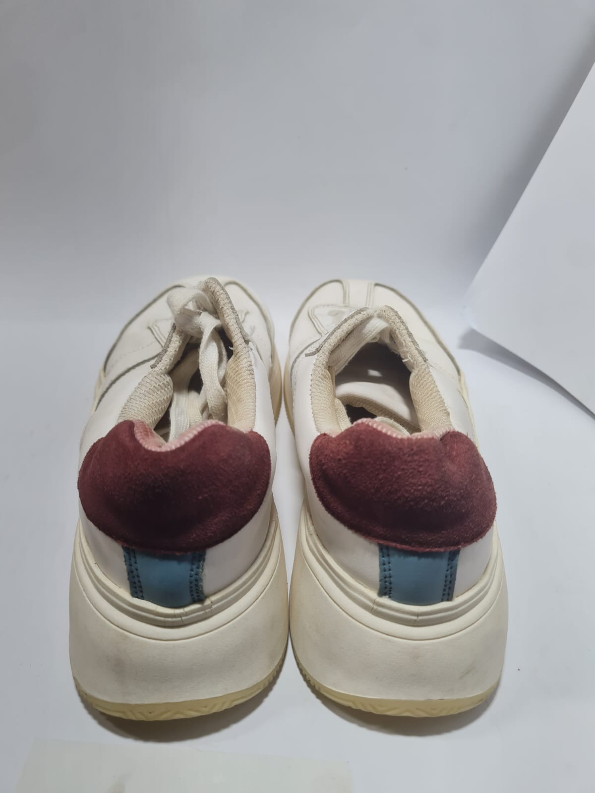 Zara Man White Leather Platform Sneakers